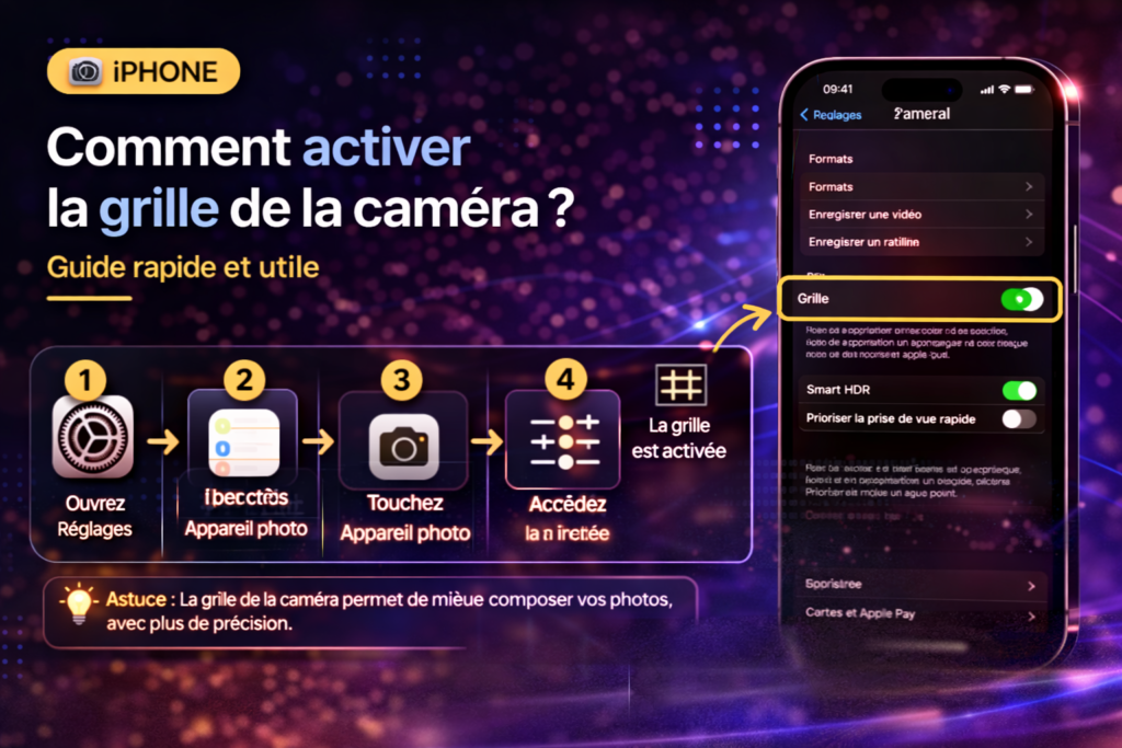 iPhone : Comment activer la grille de la caméra ?